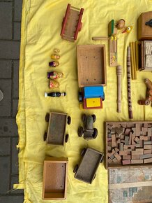 Staré dřevěné hračky,auta,kostky,kuželky - 5