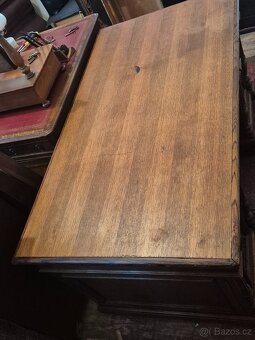 Starožitný dubový psací stůl – neorenesance do prostoru - 5