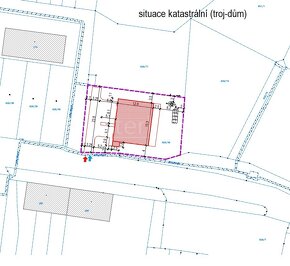 Prodej pozemku (811 m2) se stavebním povolením na trojdům; T - 5