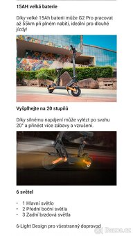 Prodám elektro koloběžku kukirin G2 PRO - 5