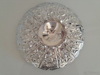 Skleněná, stříbrná retro mísa na nožce – lisované sklo - 5