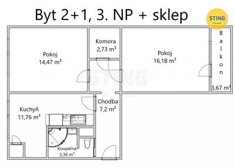 Krásný byt 2+1 na prodej, 60m2, Olomouc- Lazce, 133998 - 5