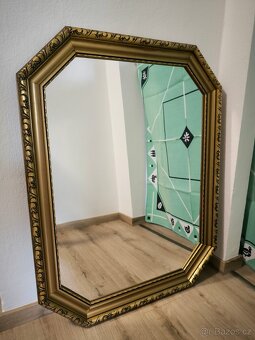 Starožitné zrcadlo ve zlaceném rámu - 5