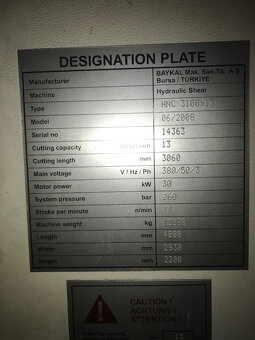 Tabulové hydraulické nůžky Baykal HNC 3100x13, PLC, CNC - 5