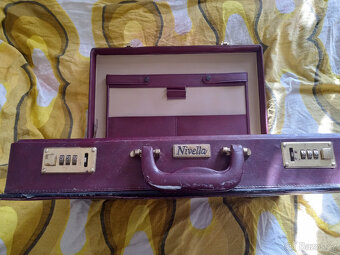 kufřík kožený hnědovínový retro - 5