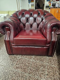 CHESTERFIELD ŠTÝL,KOŽENÁ SEDAČKA 3+3+1,ZĽACNENÁ - 5