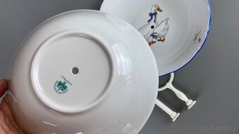 Etažér s motivem hus, modrá linka, porcelán - 5