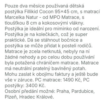 Dětská postýlka Fillikid Cocon + MPO Matrace - 5