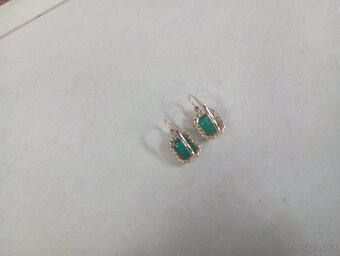 LUXUSNÍ ZLATÉ NÁUŠNICE-SMARAGDY,BRILIANTY - 5