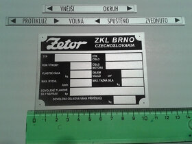 sada štítků Zetor 2011,2511,3011,3511,3545,4011,3017 - 5