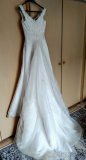 Svatební šaty Jasmine Bridal gold champagne s krajkou - 5
