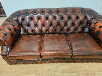CHESTERFIELD ŠTÝL,HRUBO-KOŽENÁ SEDAČKA/PEKNÁ/ - 5