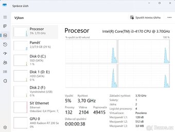 PC sestava-4x3.7Hz-8GB RAM-128GB+500GBHDD-22LCD-W11 - 5