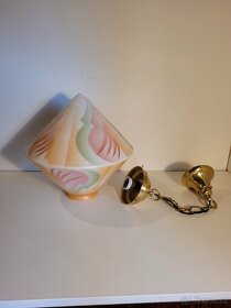 mosazný lustr, pěkné Art Deco stínidlo - 5