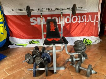 Činky lavice tyče posilovací posilovna - 5