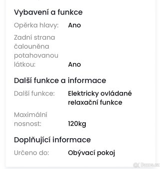 Relaxační TV křeslo s elektr. polohováním - 5
