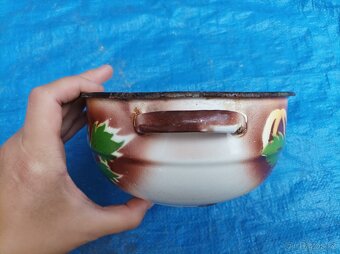 Smaltovaná miska s uchy, průměr 16 cm - 5