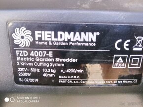 Prodám elektrický Zahradní drtič  Fieldmann FZD 4007-E -2500 - 5