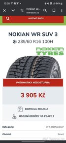 112. 2 kusy nepoužité zimní pneumatiky Nokian 235/60/16 - 5