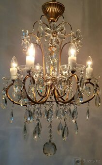 Starožitný křišťálový lustr, lustřík, osvětlení - 5