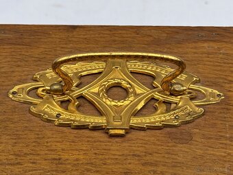 Secesní dřevěná šperkovnice Mosazné kování - 5