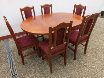 Rustikální jídelní set, rozkládací stůl, 6 židlí, masív - 5