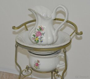 Retro porcelánový mycí set na kovovém stojanu (1) - 5