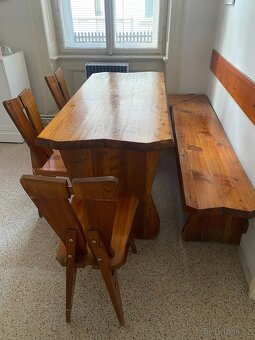 Selský nábytek - stůl, rohová lavice, 3 židle - 5