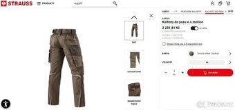Nové pracovní Kalhoty STRAUSS 3XL - 5