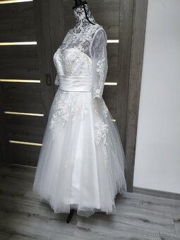 Midi svatební šaty 40/42 - 5