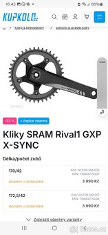 Kliky SRAM Apex a Rival 42z 175mm nové - 5