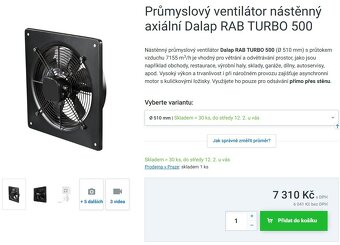 Průmyslový ventilátor Dalap RabTurbo Ø500mm - 7060m3/h (2ks) - 5