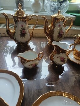 Porcelánový servis 24karátové zlato starožitnosti Bavorsko - 5
