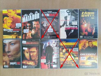 VHS kazety s bývalé videopůjčovny - 1 kus=50Kč - 5