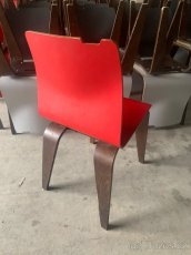 Dřevěná židle jídelní červená šedá - 5