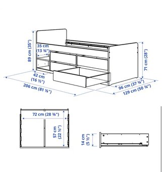 Postel Släkt Ikea 90x200 vč. roštu - 5