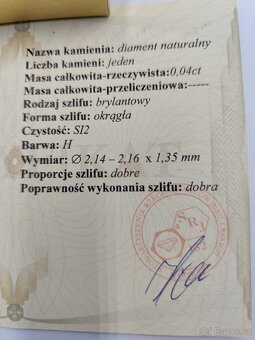 Zlatý prsten s diamantem a certifikát - 5