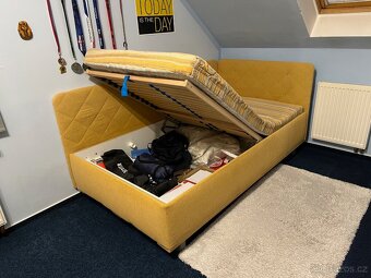 Postel čalouněná 120x210cm, úložný prostor, lamelový rošt, p - 5