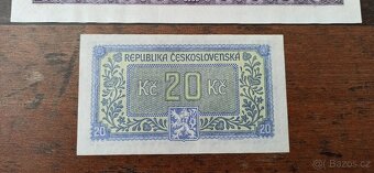 Bankovky a státovky 5000 Kč 1920, 20 Kčs 1945. - 5