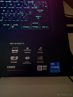 Prodám herní notebook ASUS Tuf dash f15 i7 3060 6gb - 5