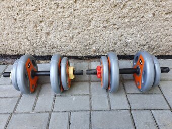 Tyč pro bench press a jednoručky + závaží - 5