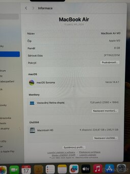 NOVÝ APPLE MACBOOK AIR 13.6” M3/256GB/8GB/BATERIE 100% - 5