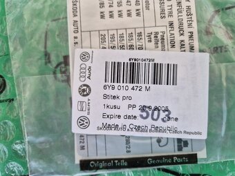 Škoda Fabia I štítek huštění pneumatik - 5