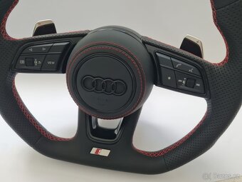 AUDI KOŽENÝ EXCLUSIVE ČERVENA NIT VOLANT + AIRBAG + F1 PADLA - 5