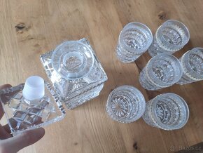 Starožitná broušená sada na whisky karafa, sklenice - 5