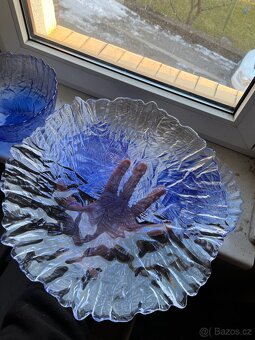 Sada modrých skleněných mís – „Ledová struktura“ - 5