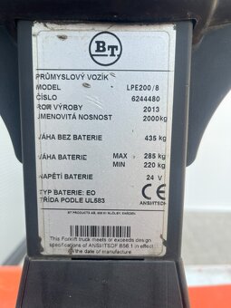 Elektrický paleták BT LPE 200/8 ručně vedený - 5
