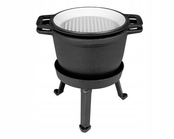 Myslivecky litinový 15L kotlík na pečení dušení grilování - 5