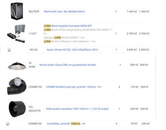 Indoor pěstební výbava - 2x pěstební stan, lampa a další - 5