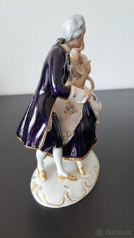 Royal dux porcelánová soška rokokový pár kobaltový - 5